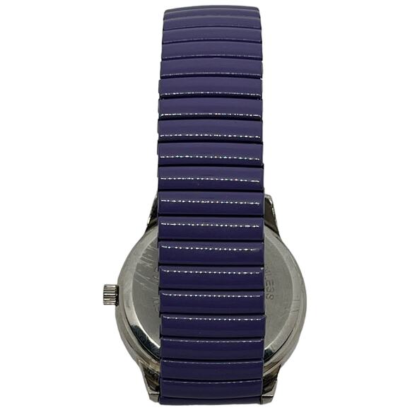 AVON Purple Crystal Bezel Watch Expandable Band Lavender Face Rhinestone - Picture 5 of 6